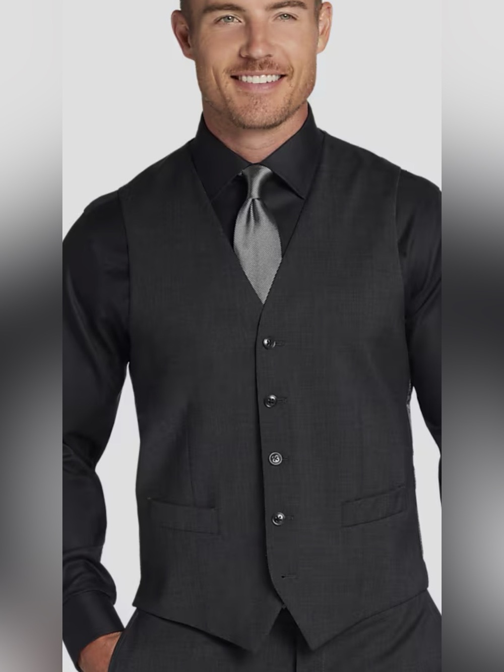 Joseph Abboud Men's Charcoal Gray Slim fit Button up Vest SzL